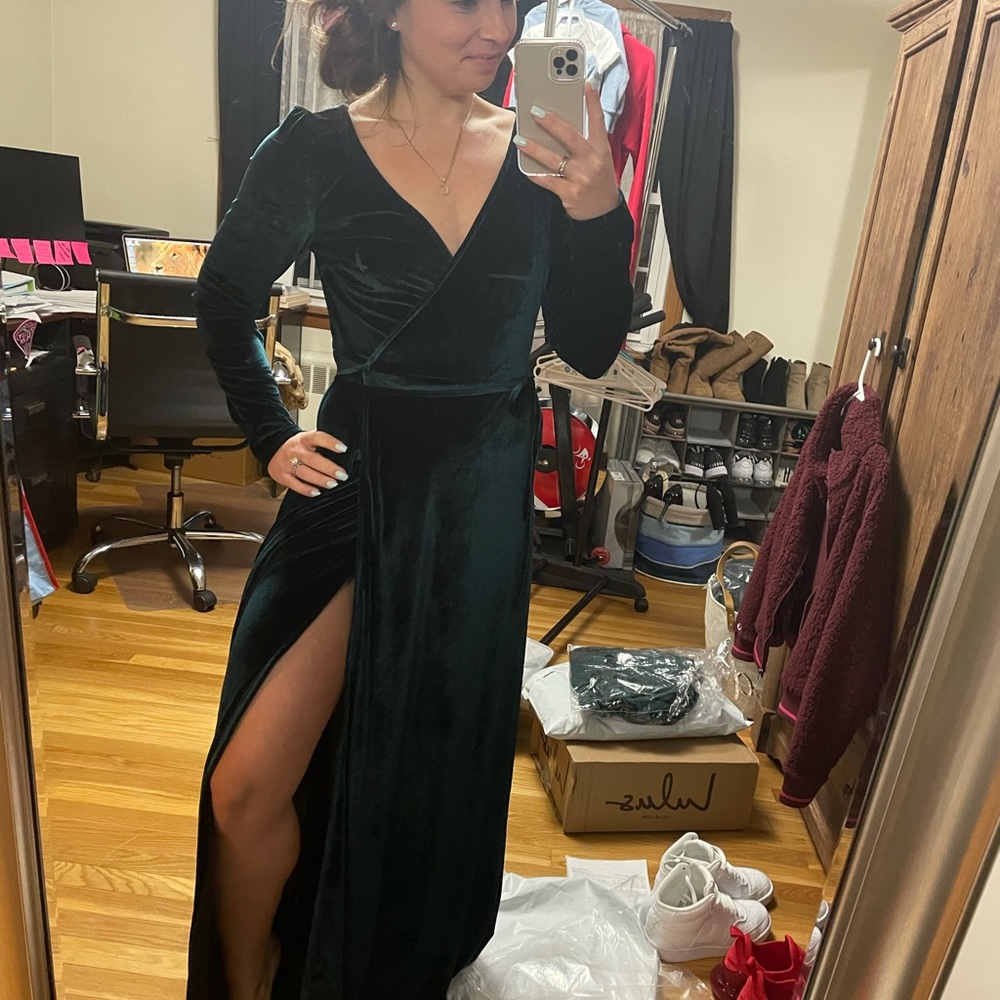 Baltic Born - Long Sleeve Velvet Wrap Dress
